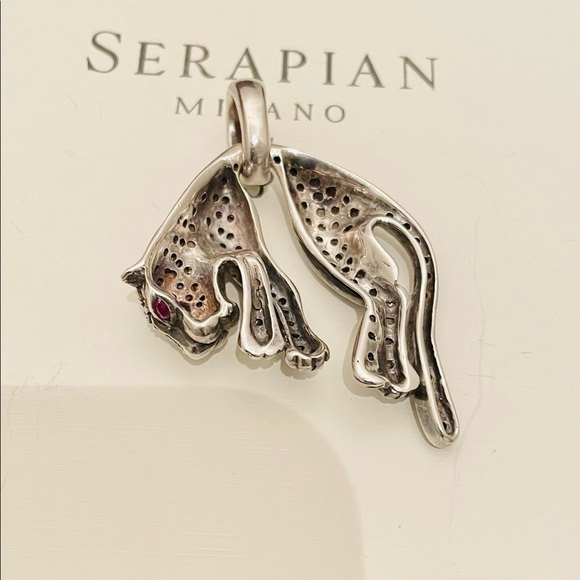 Panther/ Jaguar Pendant. Sterling Silver, Marcasite and Ruby - Picture 4 of 7